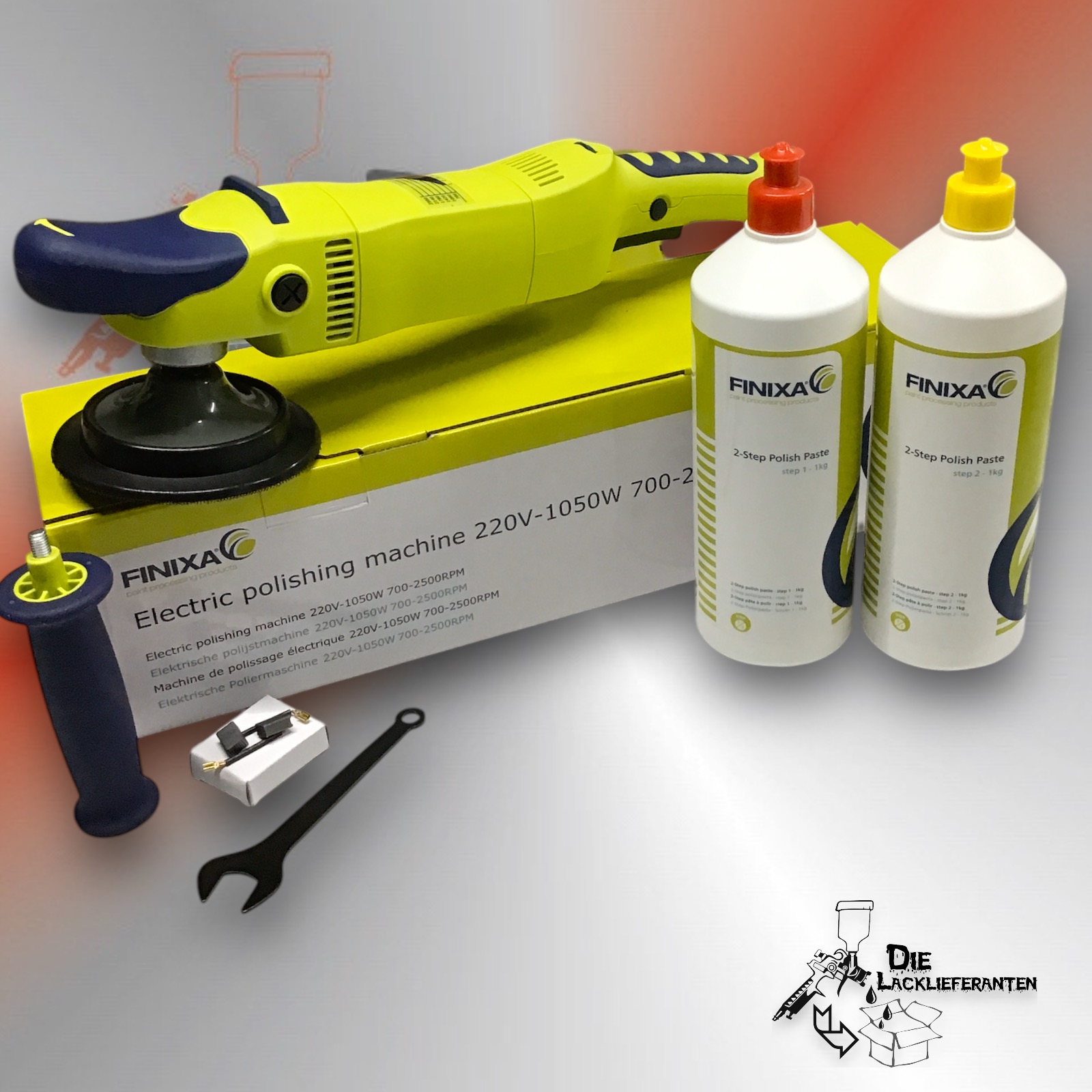 FINIXA Profi Poliermaschine POL55 + 2X Polierpaste Step1, Step 2 1 FINIXA Profi Poliermaschine POL55 + 2X Polierpaste Step1, Step 2