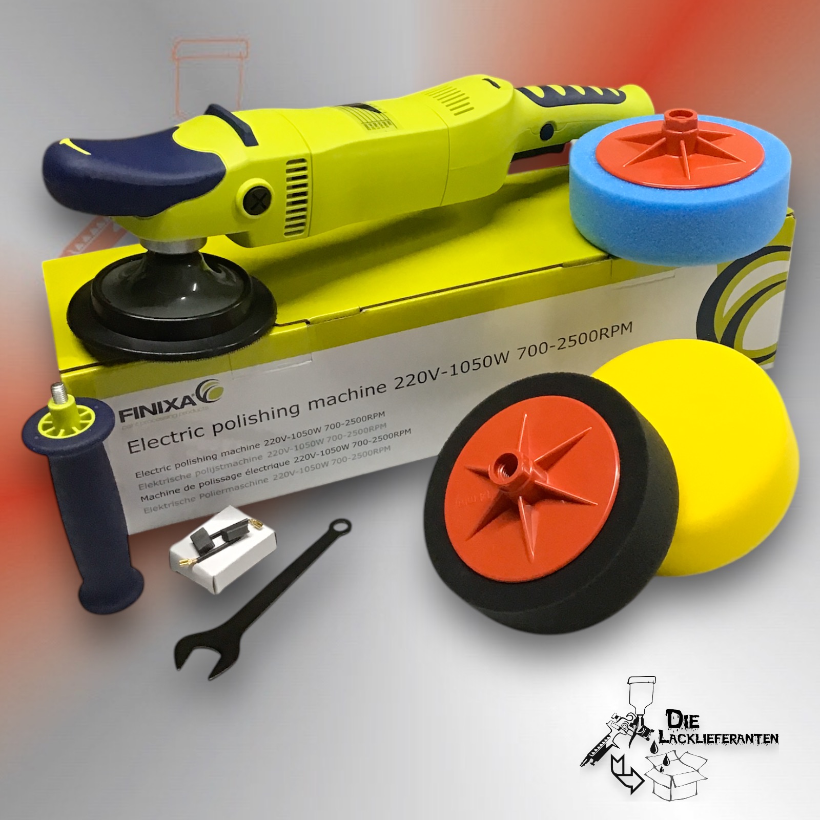 FINIXA Profi Poliermaschine POL55 + 3x Polierschwamm Hart/Mittel/Weich 1 FINIXA Profi Poliermaschine POL55 + 3x Polierschwamm Hart/Mittel/Weich