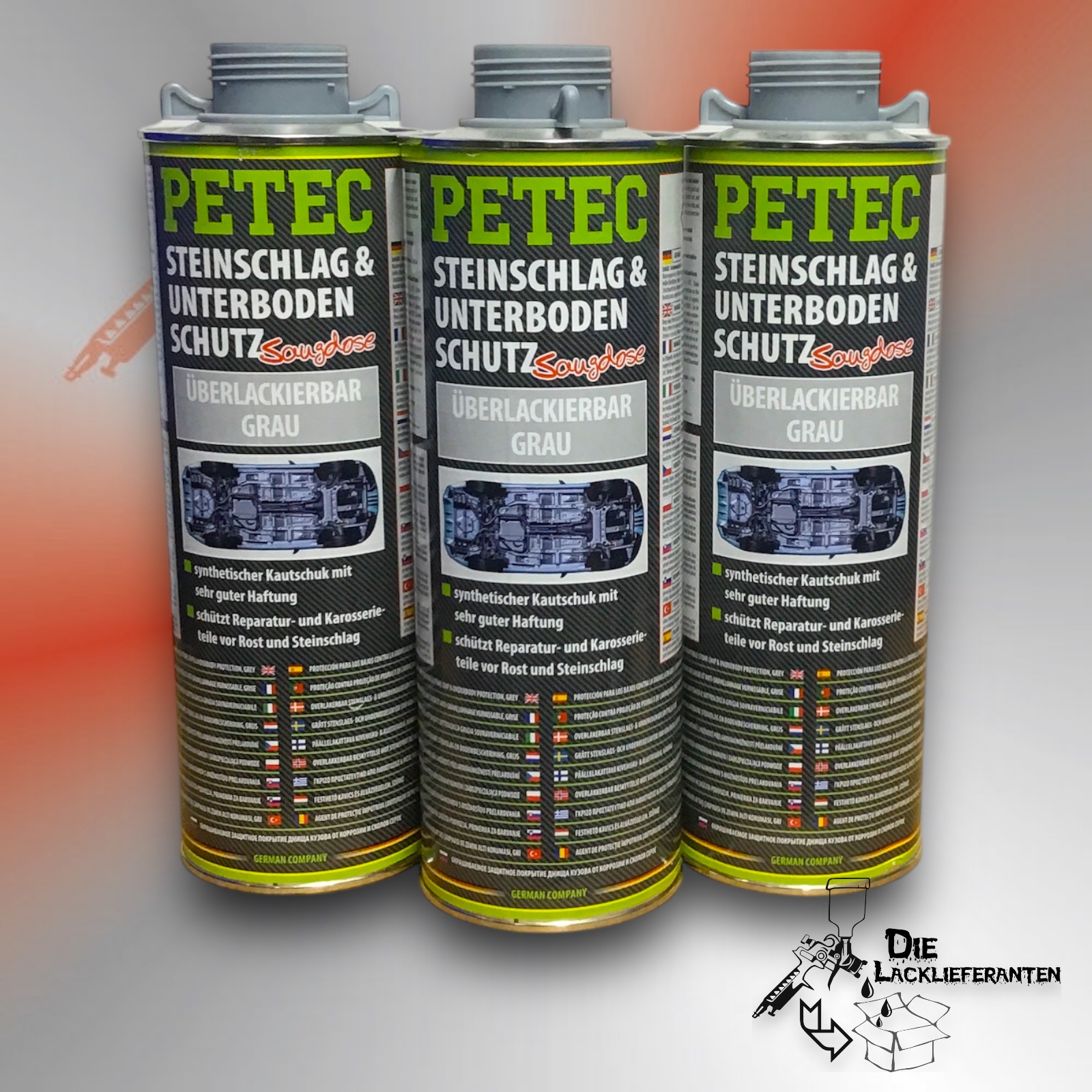 3X PETEC Steinschlagschutz, Unterbodenschutz Grau 1 L Überlackierbar # 73310-3 1 3X PETEC Steinschlagschutz, Unterbodenschutz Grau 1 L Überlackierbar # 73310-3