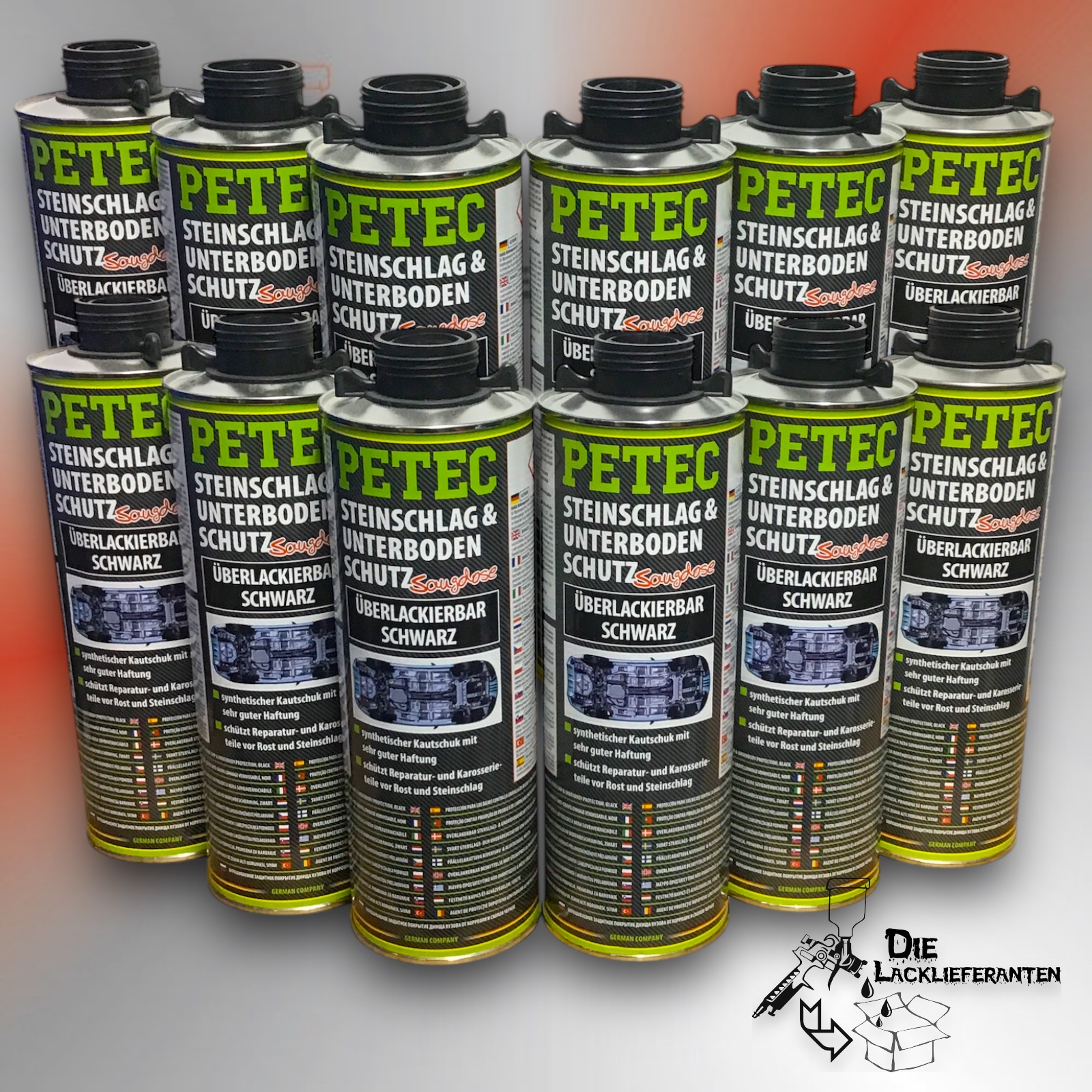 12x PETEC Steinschlag & Unterbodenschutz Schwarz 1L #73210-12 1 12x PETEC Steinschlag & Unterbodenschutz Schwarz 1L #73210-12