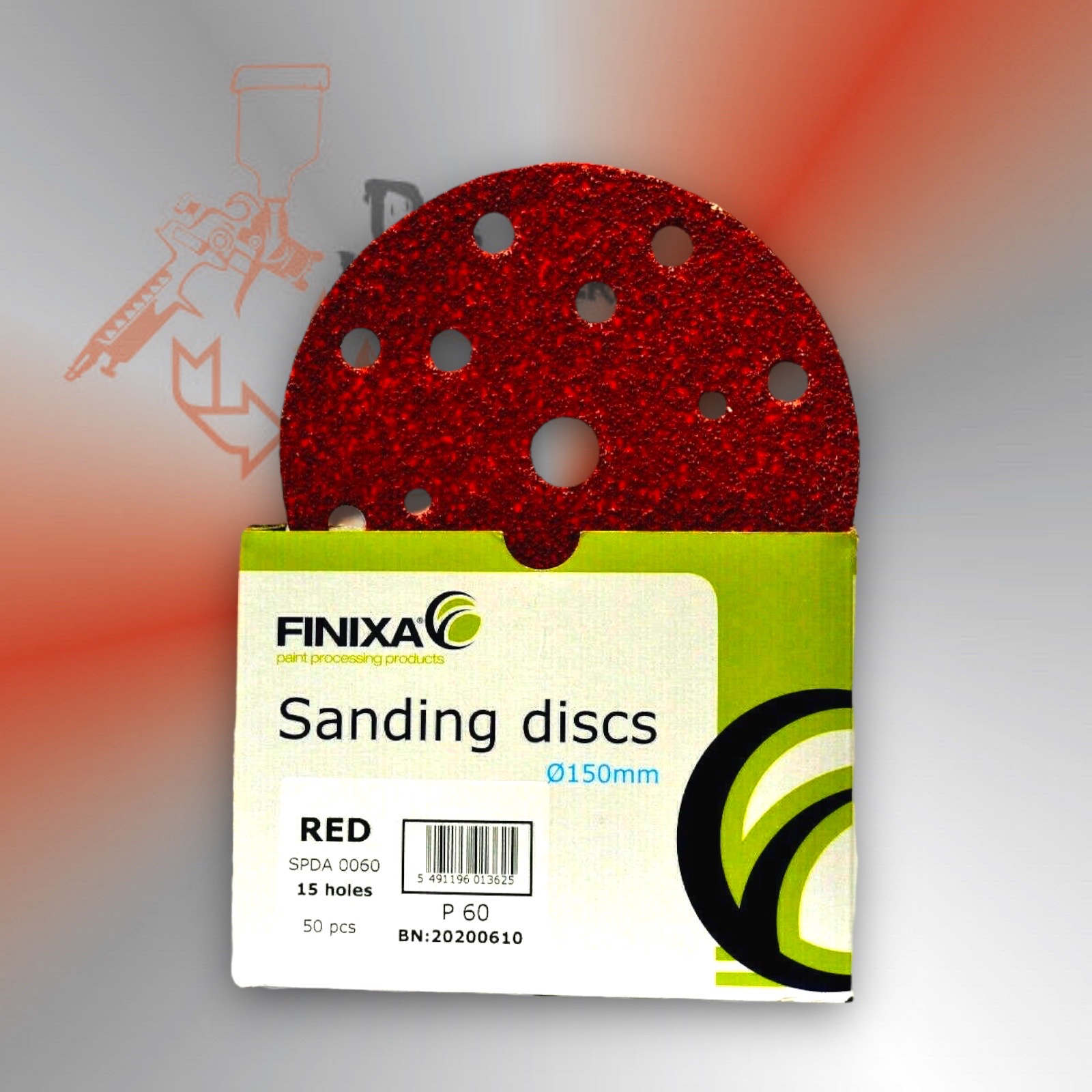 1Pck FINIXA Red-Schleifscheiben, P60 - 150mm 1 1Pck FINIXA Red-Schleifscheiben, P60 - 150mm