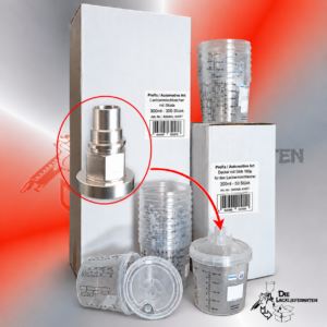 Profix Lack-Mischbecher, Farbbecher System 500ml + Deckel mit Sieb 190µ + Adapter TR20x4