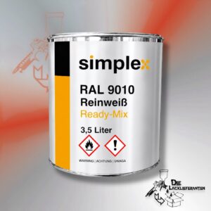Simplex Simpur 2K PU-Decklack RAL 9010 Reinweiß Readymix 3,5Liter 2219 #PM22199010.35