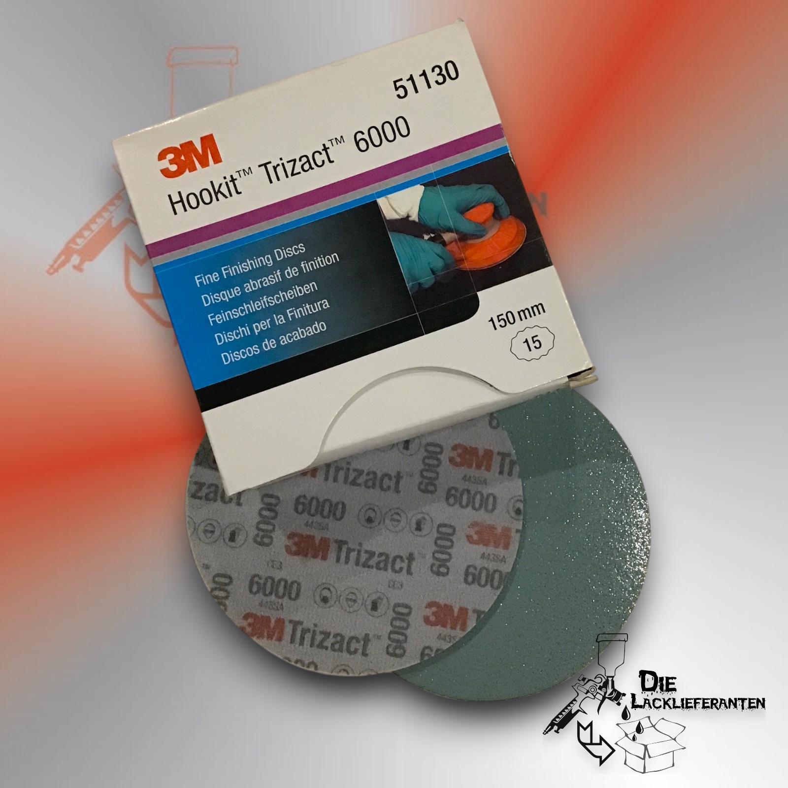 15x =1 Karton 3M Trizact, Feinschleifscheibe P6000 - 150mm #51130-15 1 15x =1 Karton 3M Trizact, Feinschleifscheibe P6000 - 150mm #51130-15
