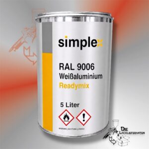 Simplex Simpur 2K PU-Decklack RAL 9006 Weißaluminium Readymix 5 Liter #PM23199006.5