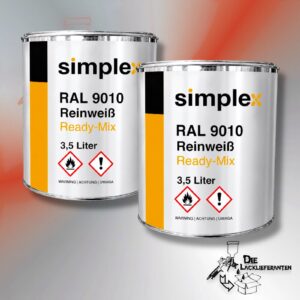 2X Simplex Simpur 2K PU-Decklack RAL 9010Reinweiß Readymix 3,5Liter 2219 #PM22199010.35