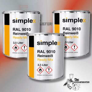 3X Simplex Simpur 2K PU-Decklack RAL 9010 Reinweiß Readymix 3,5Liter 2219 #PM22199010.35