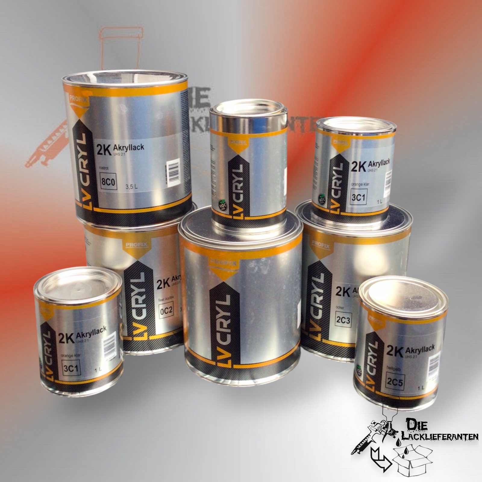 Profix LV Cryl 2K PU-Decklack Uni Wunschfarbton Readymix 10 Liter Komplettset Standard # ALVReady-6/CP0401L/C85H-3 1 Profix LV Cryl 2K PU-Decklack Uni Wunschfarbton Readymix 10 Liter Komplettset Standard # ALVReady-6/CP0401L/C85H-3
