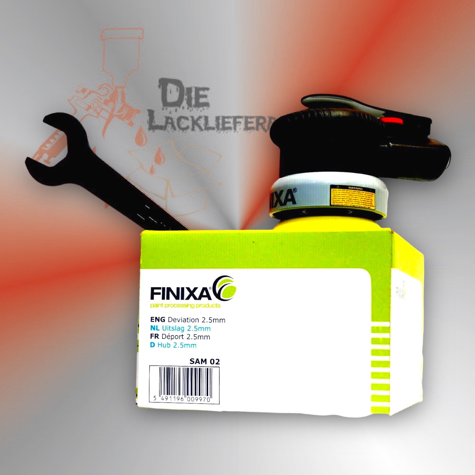 FINIXA Mini Exzenterschleifer, Pneumatisch Ø75mm Schleifmaschine/Klett/Schleifpad #SAM02 1 FINIXA Mini Exzenterschleifer, Pneumatisch Ø75mm Schleifmaschine/Klett/Schleifpad #SAM02