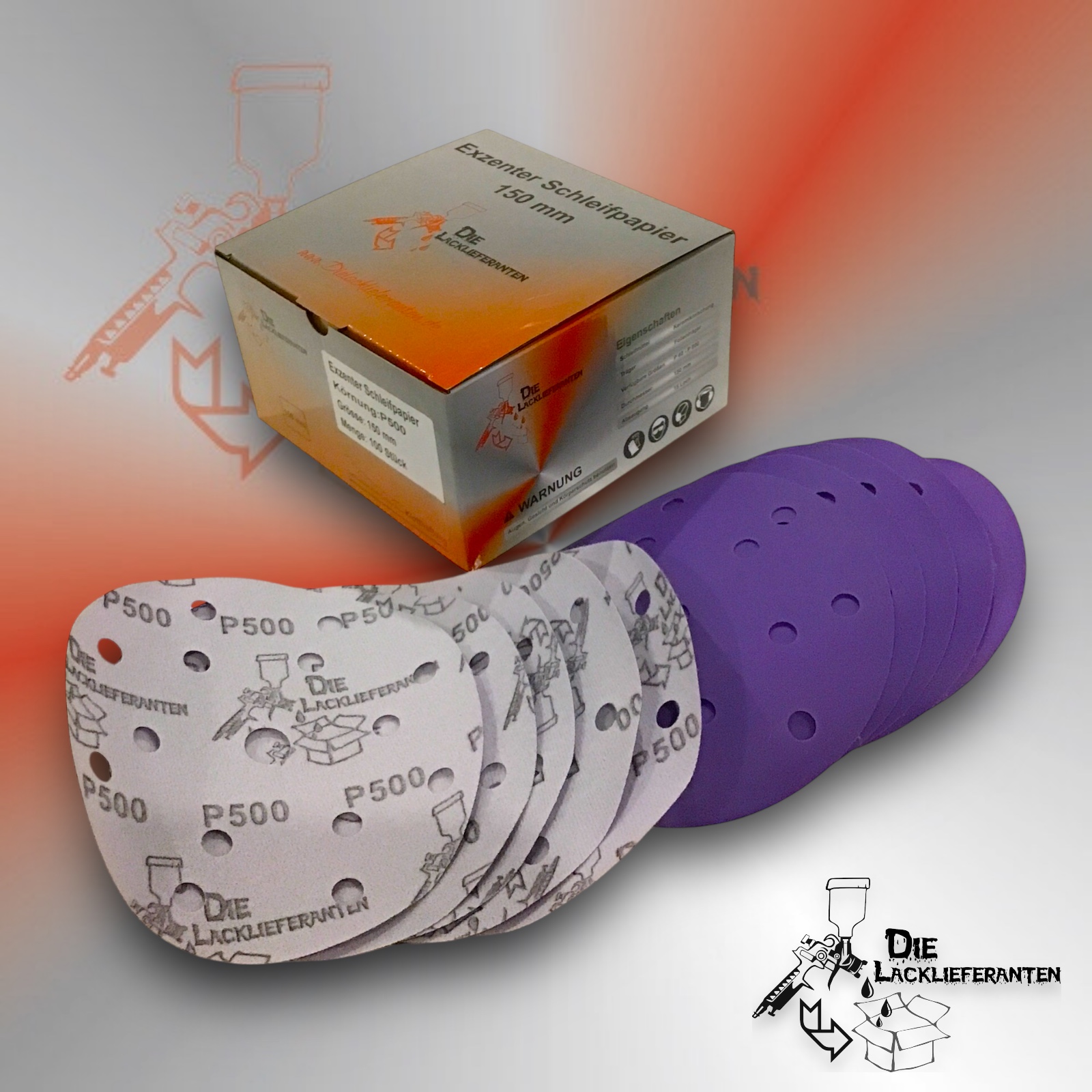 100X Exzenter Schleifpapier / Klett-Schleifscheibe P500 Ø 150mm Folienträger, 15 Loch Absaugung, Schleifkorn Keramikmischung #Q22T150P500 1 100X Exzenter Schleifpapier / Klett-Schleifscheibe P500 Ø 150mm Folienträger, 15 Loch Absaugung, Schleifkorn Keramikmischung #Q22T150P500
