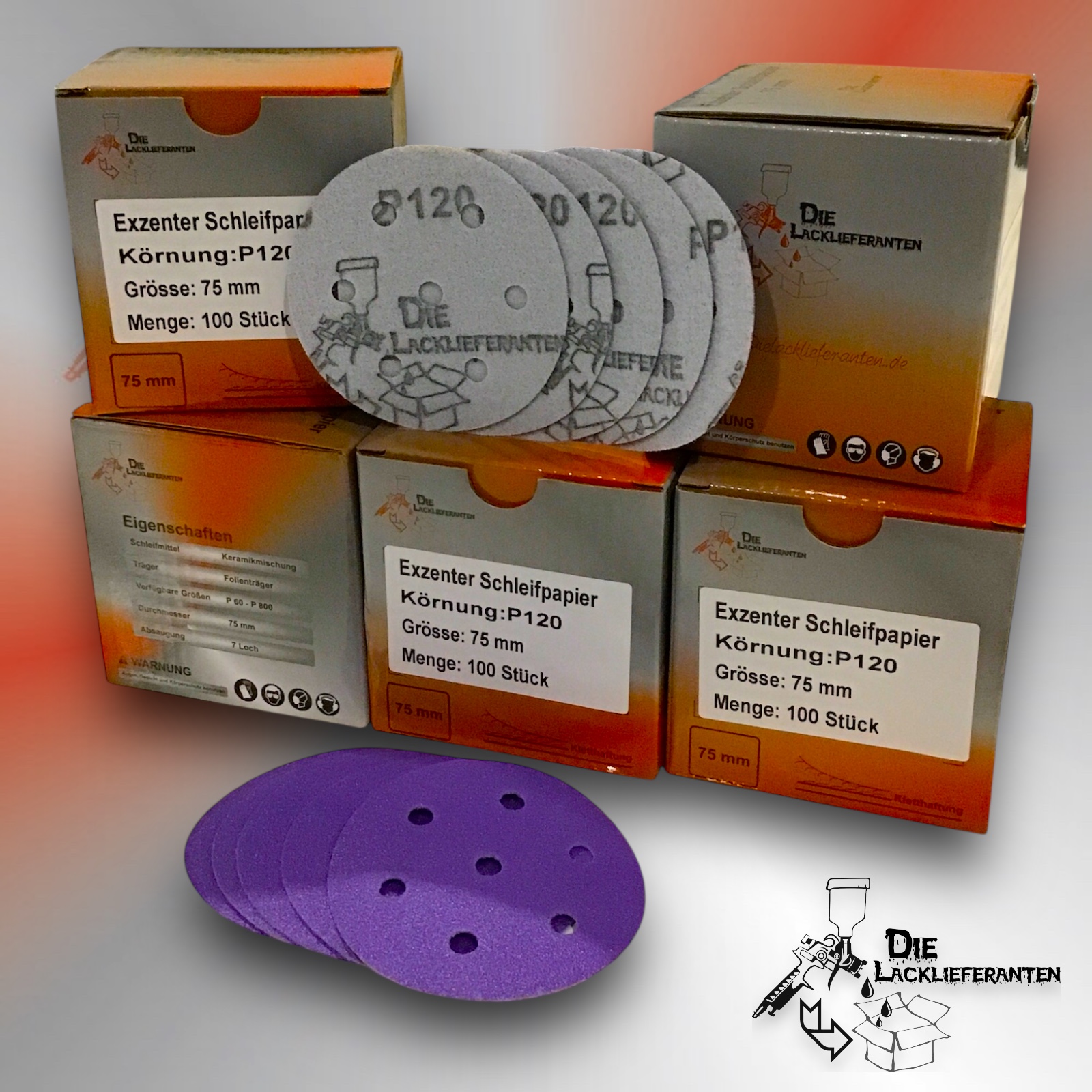 500X Exzenter Schleifpapier / Klett-Schleifscheibe P120 Ø 75mm Folienträger, 7 Loch Absaugung, Schleifkorn Keramikmischung #Q22T75P120-5 1 500X Exzenter Schleifpapier / Klett-Schleifscheibe P120 Ø 75mm Folienträger, 7 Loch Absaugung, Schleifkorn Keramikmischung #Q22T75P120-5